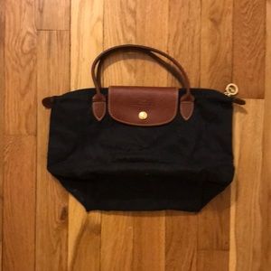 Longchamp “Black Mini” Le Pliage Top Handle Tote